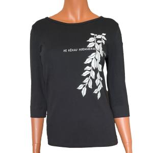 ラウレア　ハワイ　オリジナル　定番　7分袖 Ｔシャツ　マイレ　レイ　植物　フラ　ダンス