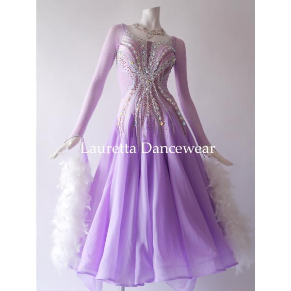Lauretta Dancewear 社交ダンスドレス衣装 スタンダード/モダン 高級仕様 ラベンダ...