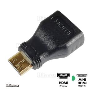 MINI HDMI変換アダプター HDMIタイプA（メス） HDMI-mini（オス） HDMI Aタイプ HDMI Cタイプ HDMIミニ mini 変換 変換アダプター 変換コネクター Type-A Type-C