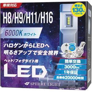 【1年保証】 スフィアライト 車用 LEDヘッドライト H8/H9/H11/H16・HB3/HB4 ヘッドライト フォグライト 6000K 純白色 3000lm 車検対応 SLASH  SPHERELIGHT