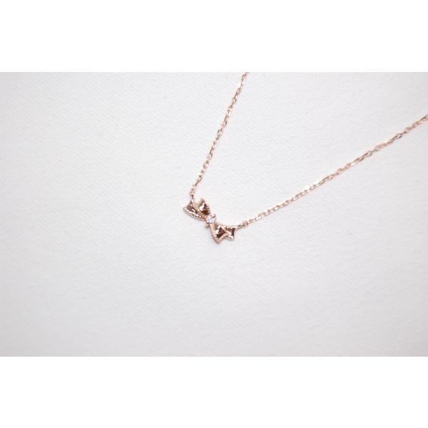 ジル・スチュアート　ＪＩＬＬＳＴＵＡＲＴ　Ｋ１０　ピンクゴールド　リボンモチーフ　ダイヤモンド　ネッ...