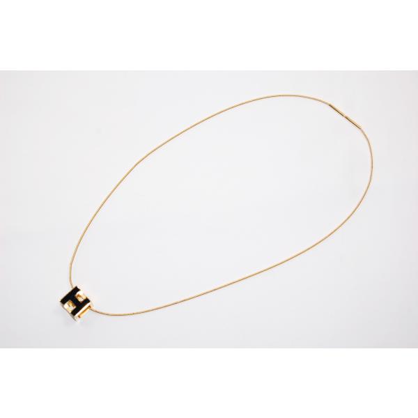 エルメス　ＨＥＲＭＥＳ　カージュドアッシュ　Ｈキューブ　ネックレス　ブラックｘゴールド　【中古】【当...
