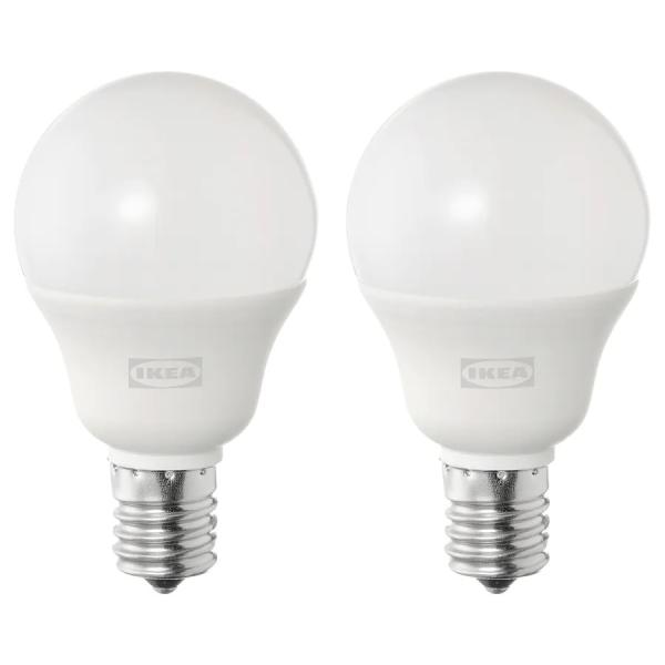 IKEA LED電球 E17 440ルーメン, SOLHETTA 球形 オパールホワイト 2 ピース...
