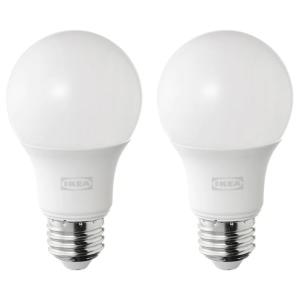 IKEA LED電球 E26 485ルーメン, SOLHETTA 球形 オパールホワイト 2ピース送料￥750!代引き可