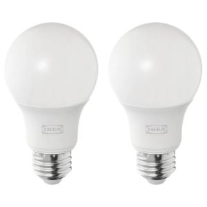 IKEA LED電球 E26 810ルーメン, SOLHETTA 調光可能/球形 オパールホワイト 2ピース送料￥750!代引き可｜ラビスタ