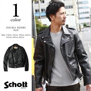 Schott◇ダブルライダースジャケット/36/レザー/BLK