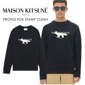 MAISON KITSUNE メゾン キツネ PROFILE FOX STAMP CLEAN SWEATSHIRT JM00307KM0001 トレーナー BLACK メンズ 刺繍 ロゴ  ギフト｜laxny-yh