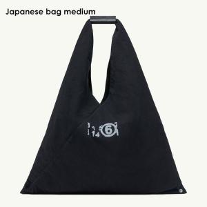 MM6 エムエムシックス S54WD0039 P5224 Japanese bag medium ジャパニーズ バッグ ミディアム トートバッグ ブラック レディース ロゴ コットン｜laxny-yh