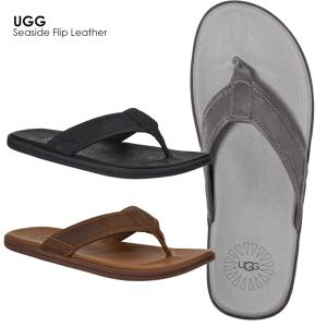 UGG 1102690 M SEASIDE FLIP LEATHER サンダル メンズ アグ 靴 サンダル メンズ レザー おしゃれ 大きい ビーチサンダル ブラック 黒 ブラウン グレー