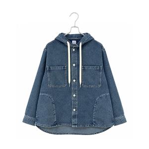 【LAXNY】デニムフードシャツジャケット メ...の詳細画像1