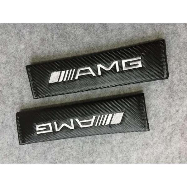 送料無料　メルセデスベンツAMG用★2個セット シートベルトパッド ロゴ刺繍入り ショルダーパッドカ...
