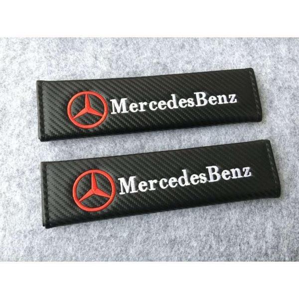 送料無料　メルセデスベンツ用★2個セット シートベルトパッド ロゴ刺繍入り ショルダーパッドカバー　...