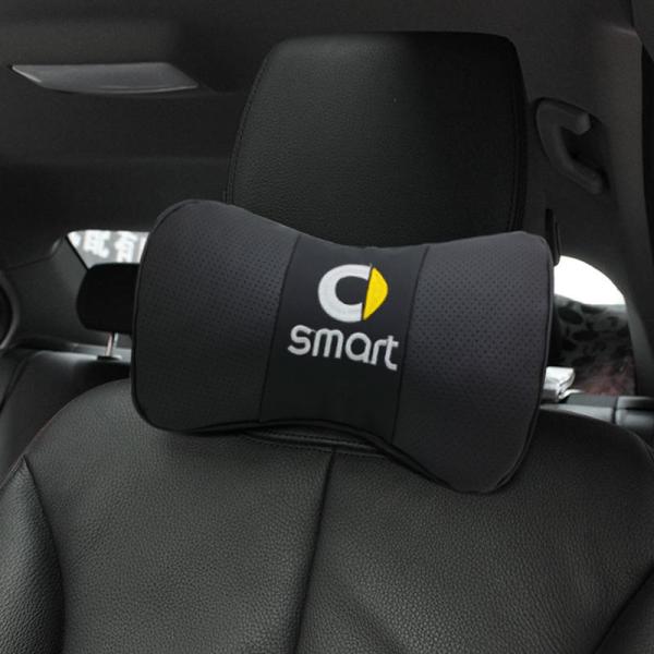 SMART メルセデスベンツ 車載 クッション ネックパッド 本革 ロゴ入り 2個セット 車内 快適...