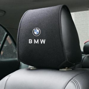 BMW 車のヘッドレストカバー 2点セット 専用車ロゴ シートヘッド枕カバー ブラック プロテクター ネックピローカバー アクセサリー ysyt qtm