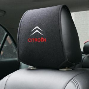 シトロエン 車のヘッドレストカバー 2点セット 専用車ロゴ シートヘッド枕カバー ブラック プロテクター ネックピローカバー アクセサリー ysyt qtm