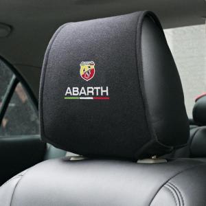 アバルト ABARTH 車のヘッドレストカバー 2点セット 専用車ロゴ シートヘッド枕カバー ブラック プロテクター ネックピローカバー アクセサリー ysyt qtm