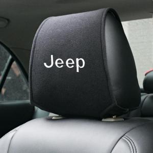 ジープ 車のヘッドレストカバー 2点セット 専用車ロゴ シートヘッド枕カバー ブラック プロテクター ネックピローカバー アクセサリー ysyt qtm