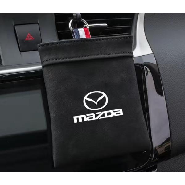 ◆マツダ MAZDA◆ブラック◆車載収納ポケット空気口吊り下げ袋 小物入れ 簡単取り付け スエード ...