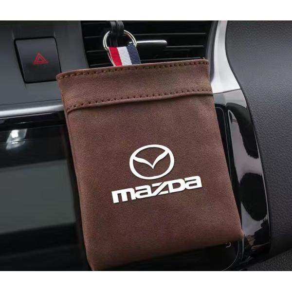 ◆マツダ MAZDA◆ブラウン◆車載収納ポケット空気口吊り下げ袋 小物入れ 収納 簡単取り付け スエ...