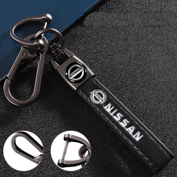 ★日産 NISSAN★車用キーホルダー PUレザー 車のキーチェーン 紛失防止 360°回転タイプ ...