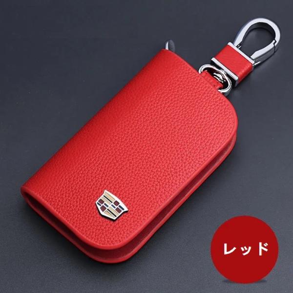 ★キャデラック Cadillac★レッド★キーケース スマートキー レザーキーケース 車用 鍵 収納...