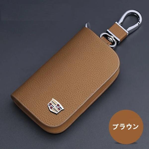 ★キャデラック Cadillac★ブラウン★キーケース スマートキー レザーキーケース 車用 鍵 収...