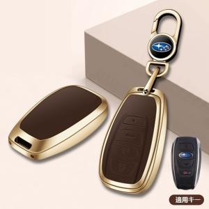 ★スバル SUBARU★ゴールド/ブラウン★キーケース キーカバー キーホルダー 車用 キーチェーン レザー+合金 キーホルダー 傷防止 防水 防塵 A番 yabb qtm