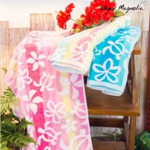 ハワイアン バスタオル 無撚糸 約60×120cm ハイビスカス ホヌ