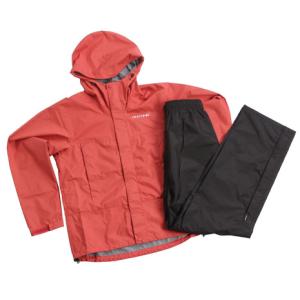オンヨネ レインコート 上下 ブレステック2.5Lレインスーツ ODS90025 065RED  収納袋付 赤 レッド 黒 ブラックレインウェア 防災