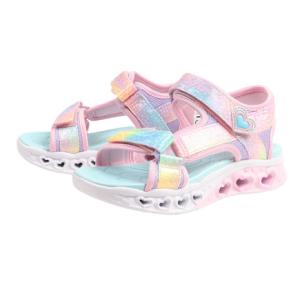 スケッチャーズ（SKECHERS）（キッズ）ジュニアスポーツサンダル フラッター ハーツ サンダル トゥインクル ピンク 303105L-LPMT 面ファスナー 海 街 女の子｜lbreath