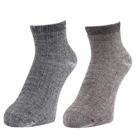 クー（Coo.）（メンズ）3層 アンクル丈 ソックス 2足組 894Q4GSA0087 BRN 吸湿...