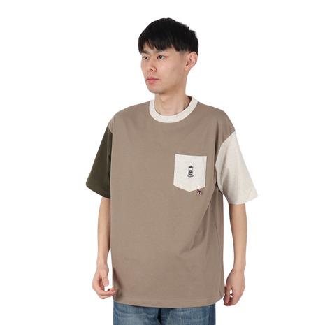 コールマン（Coleman）（メンズ）バイカラー ポケット 半袖Tシャツ X5534A BEG
