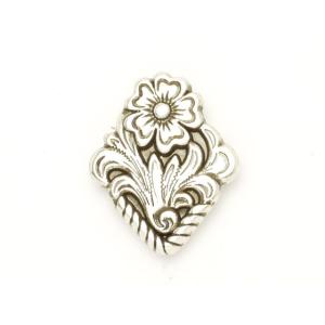 花唐草コンチョ ダイヤ シルバー 31.2×25.4mm 1ヶ ネジ式（タイプE）【メール便対応】 [協進エル]  レザークラフトコンチョ｜lc-palette
