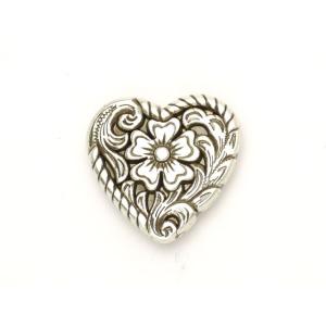 花唐草コンチョ ハート シルバー 25.3×26.3mm 1ヶ ネジ式（タイプE）【メール便対応】 [協進エル]  レザークラフトコンチョ｜lc-palette