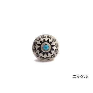 ストーンコンチョ ソーラー ターコイズ（ニッケル） 25mm 1ヶ ネジ式（タイプF）【メール便対応】 [コンチョワールド]  レザークラフトコンチョ