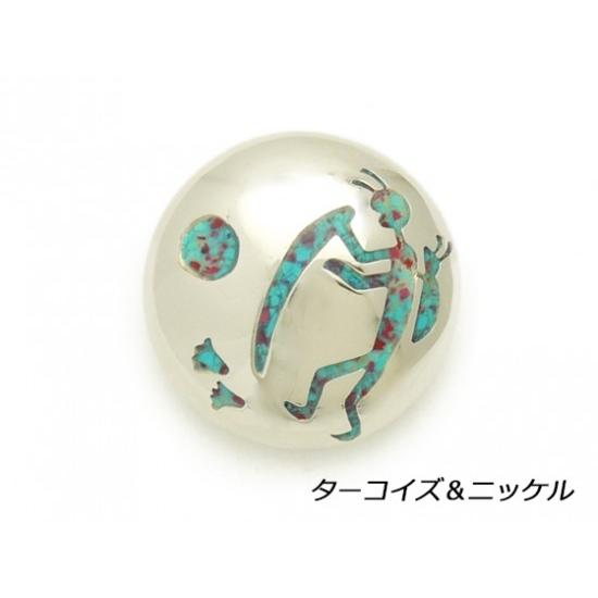 インセットコンチョ ココペリ ターコイズ（ニッケル） 25mm 1ヶ ループ【メール便対応】 [コン...