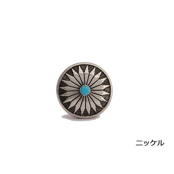 ストーンコンチョ ターコイズ（ニッケル） 32mm 1ヶ ネジ式（タイプF）【メール便対応】 [コン...