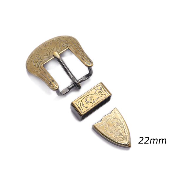 レンジャーバックル エングレイブ アンティークブラス ベルト巾22mm、本体39mm×38mm 1セ...