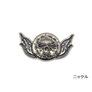 バイカーコンチョ ゴーストスカル ニッケル 50mm×25mm 1ヶ ネジ式（タイプE）【メール便対応】 [レザークラフトぱれっと]  レザークラフト｜lc-palette