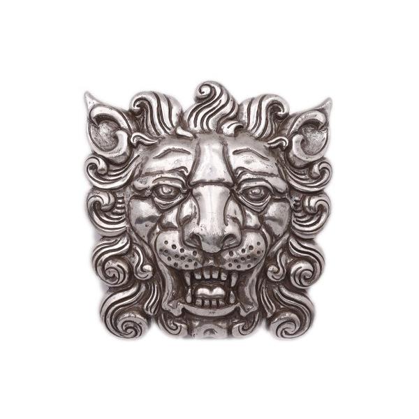 トロフィースタイルバックル ライオンヘッド ニッケル ベルト巾38mm、本体80mm×80mm 1ヶ...