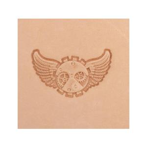 絵刻印 歯車の翼 29mm×18mm【メール便対応】 [レザークラフトぱれっと]  レザークラフト刻印｜lc-palette