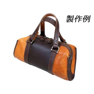 【型紙】ミニボストン（丸型） 約15×29×14.5cm【メール便対応】 [レザークラフトぱれっと] レザークラフト型紙 図案