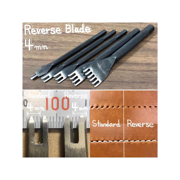 プロ菱目打ち[逆刃] 4mm巾ピッチ 1本目/2本目/4本目/6本目【メール便対応】 [レザークラフ...