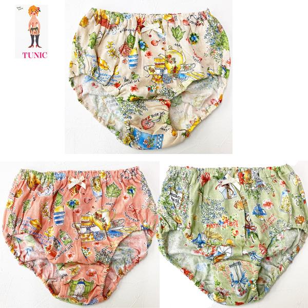 ショーツ　オヤスミパンツ　日本製 TUNIC チュニック  80接結素材 ハーブガーデンプリントシリ...