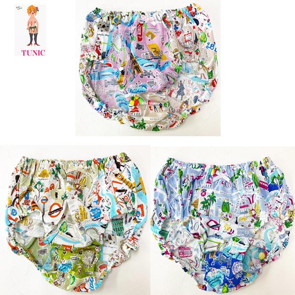 ショーツ　オヤスミパンツ　日本製 TUNIC チュニック  ８０双天竺素材 リトルワールドプリントシ...