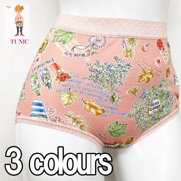 ショーツ　のびふわパンツ　日本製 TUNIC チュニック  ８０接結素材 ハーブガーデンプリントシリ...