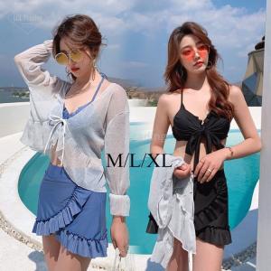 水着 レディース 3点セット 夏 小胸 バンドゥ 水着セット