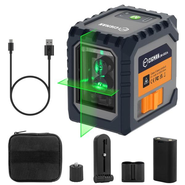CIGMAN レーザー墨出し器 ミニ型 クロスラインレーザー USB-C充電 充電式電池 自動/手動...