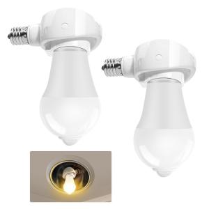 Model:E17-E26 電球色 2個セット Pispoer- E17→E26 LED電球専用-可変式ソケット-電球付き人感センサー付 明暗センサー付き 赤外線センサー 自動点灯 60W形相当｜le-ciel-2nd-store