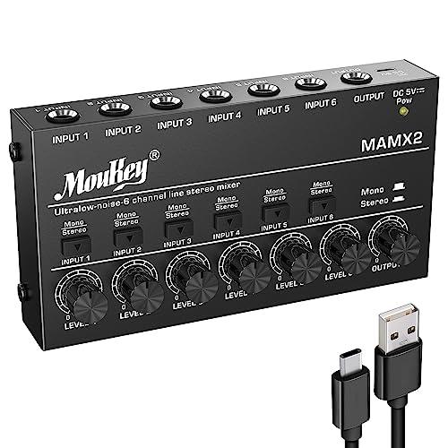 MAMX2 Moukey オーディオミキサー 6チャンネル usb DC 5V超低ノイズ サブミキシ...